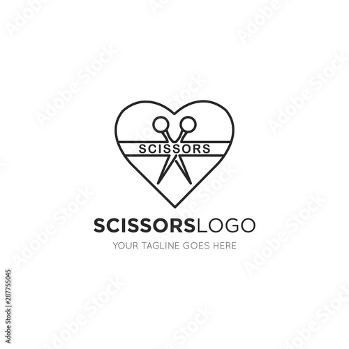 scissors logo and icon vector illustration design template