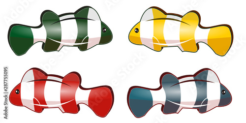Poissons à rayures 4 couleurs