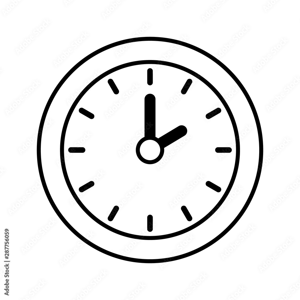 Time icon. Simple clock isolated on white background Time icon. Simple clock isolated on white background