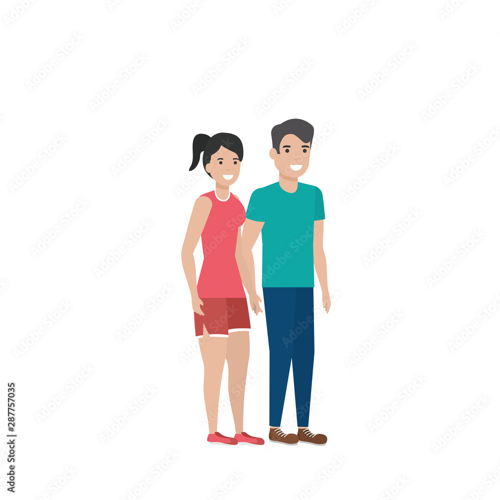 Couple of woman and man cartoon design