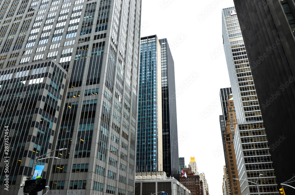 Office towers in the downtown financial district of New York. New York City Manhattan Skyline, U.S.A.