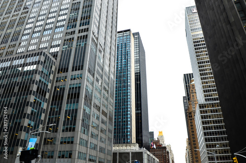 Office towers in the downtown financial district of New York. New York City Manhattan Skyline  U.S.A.