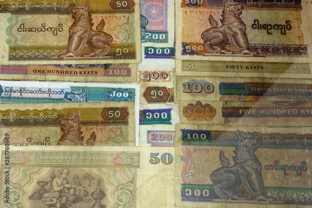 MANDALAY/MYANMAR : 02nd Aug, 2019 : Myanmar Kyats Banknot, Money, Kyat Curren in Myanmar.