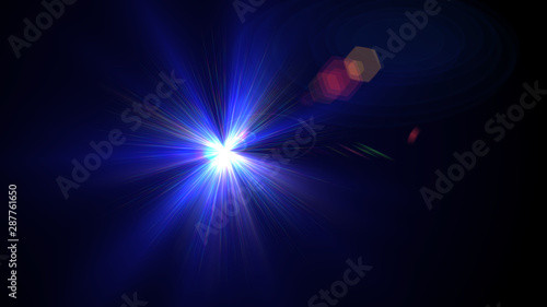 Fototapeta Naklejka Na Ścianę i Meble -  Bright blue light lense flare