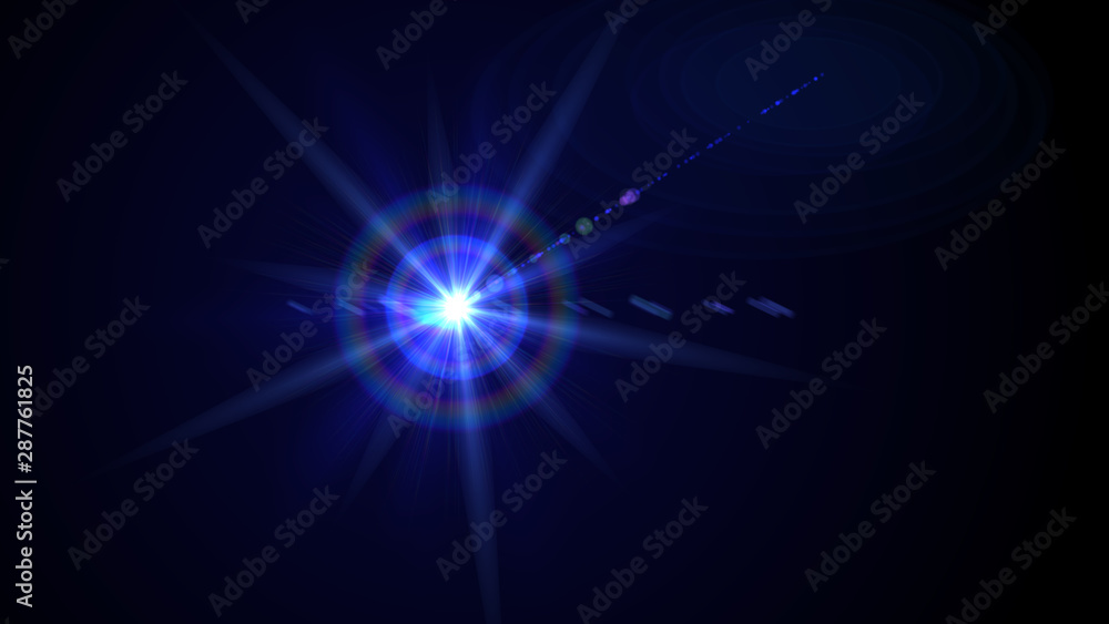 Fototapeta premium Bright blue light lense flare
