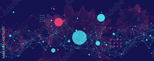 Abstract sphere background with plexus effect. 3D surface.