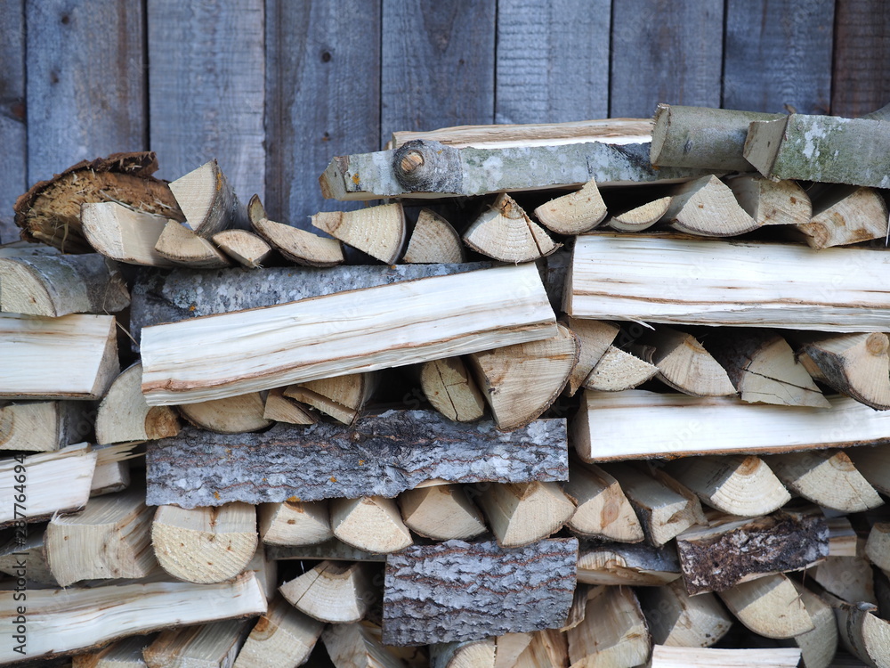 aspen firewood in the barn