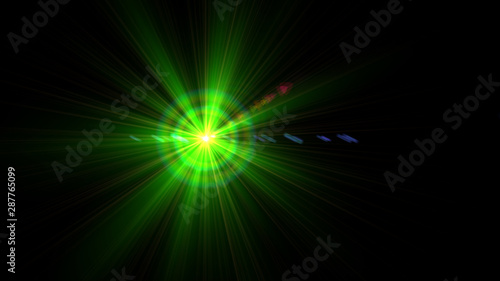 Bright green light lense flare