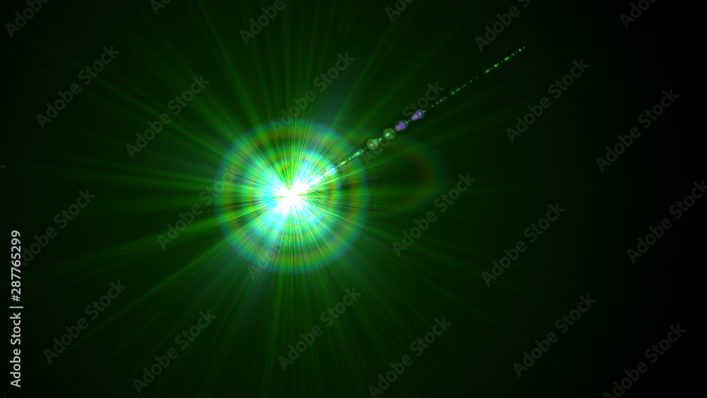 Bright green light lense flare