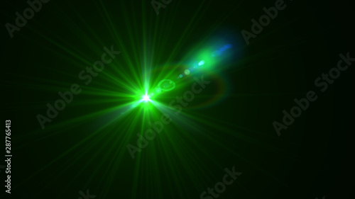 Bright green light lense flare