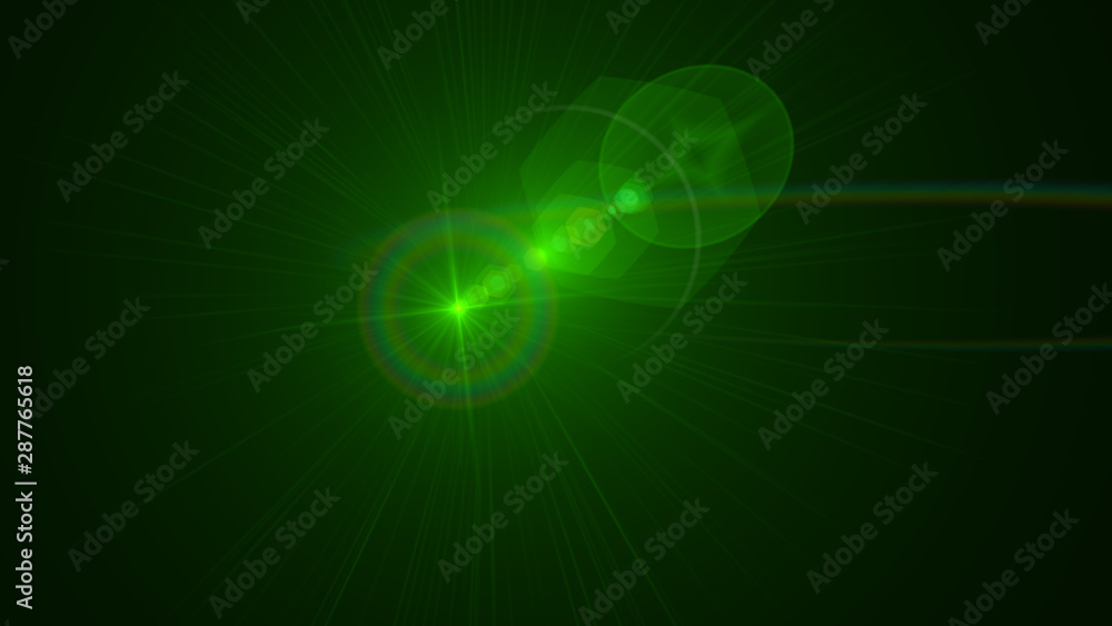 Fototapeta premium Bright green light lense flare