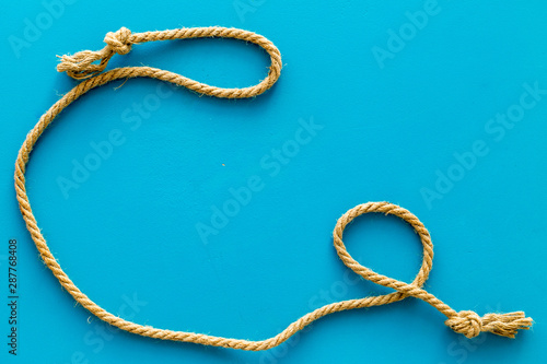 isolated rope mockup on blue background top view