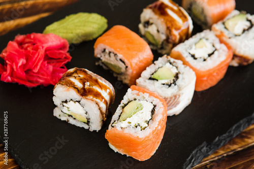 japanese sushi dish with different fillings