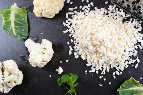 Grated raw cauliflower for your cauliflower rice