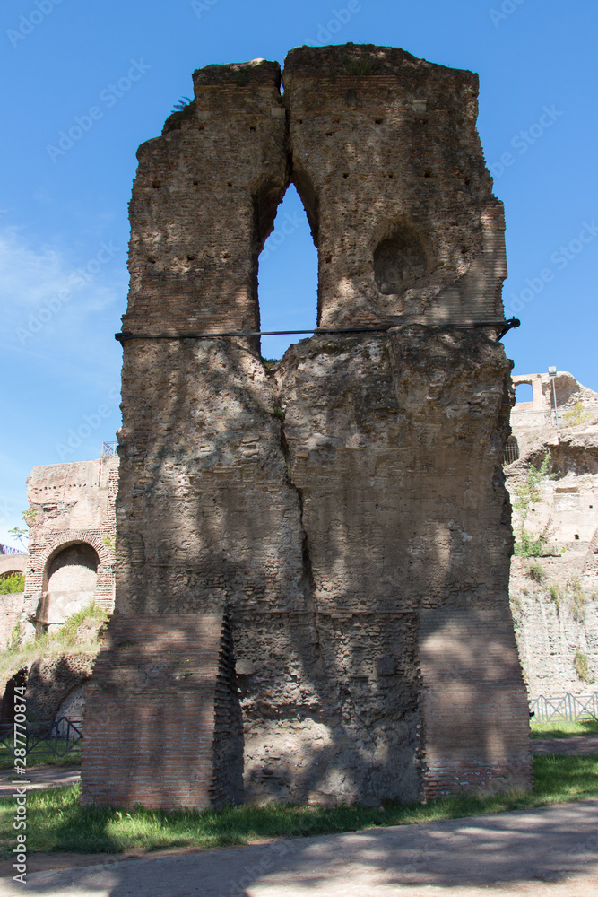 Ancient roman ruins at the Palatine Hill, Rome, Lazio, Italy.