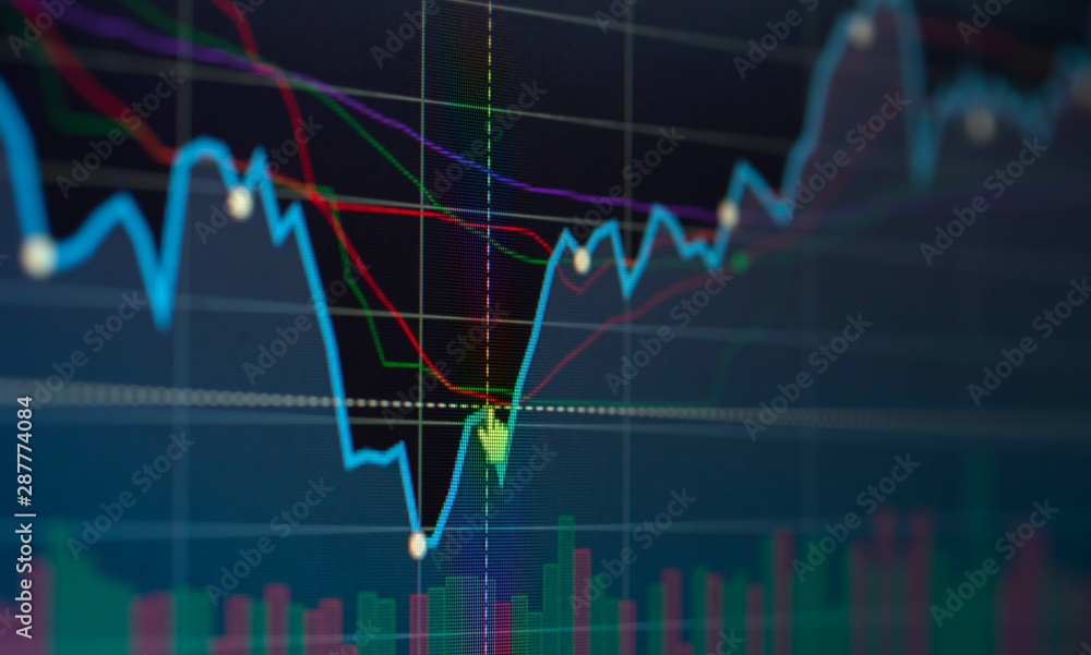 Indicator chart line from stock market on screen Indicator chart line from stock market on screen