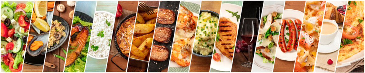 Food Collage. A design template with many tasty dishes