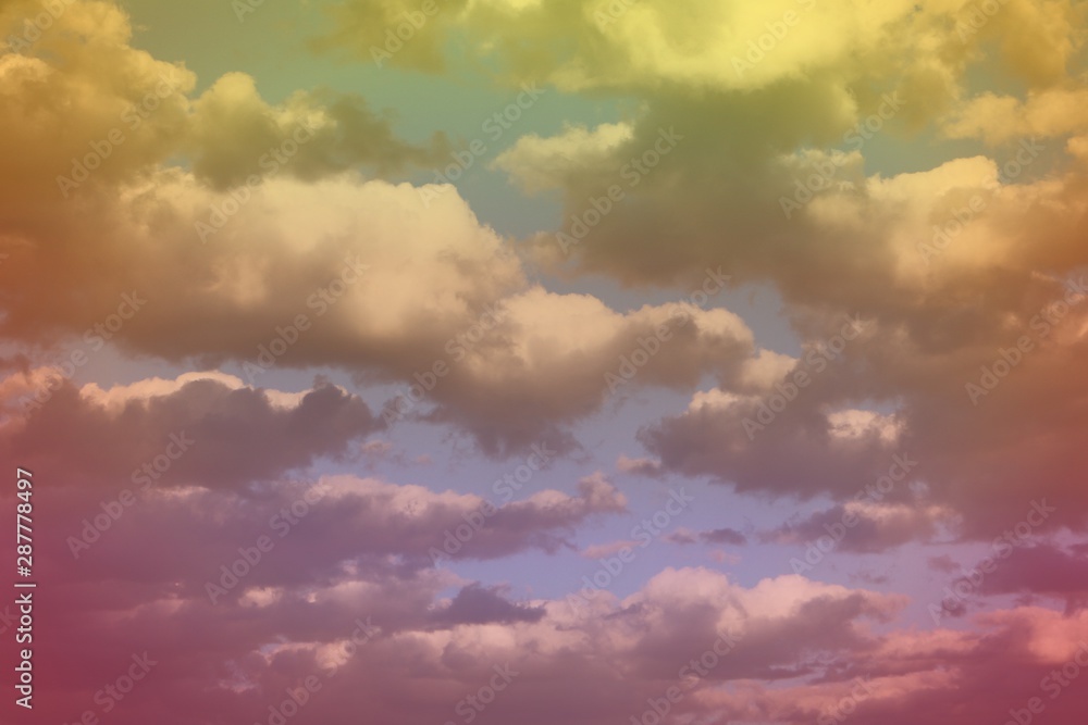 lovely unreal vivid fantasy heavy clouds on the sky for using in design as background.