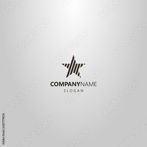 black and white simple vector flat art outline logo of a striped star