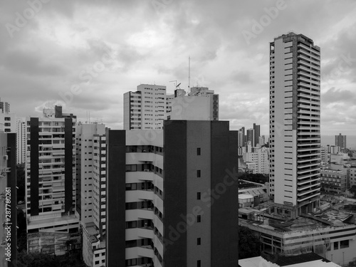 View of buildings in Salvador city in Bahia  black and white 