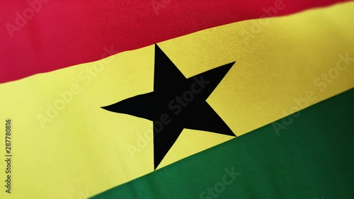 Ghana national flag seamlessly waving on realistic satin texture 29.97FPS photo