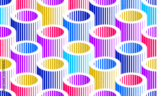 Tubes op art seamless vector background, repeat tiling optical illusion pattern, textile or wrapping paper, website backdrop or wallpaper.