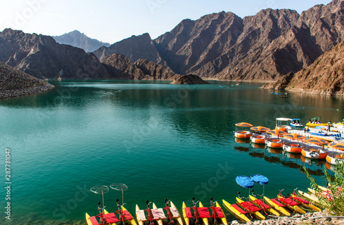 Hatta Dam in Dubai amazing mountain nature scenery New Tourist attraction in Dubai, best place for Kayaking and water adventure activities photo