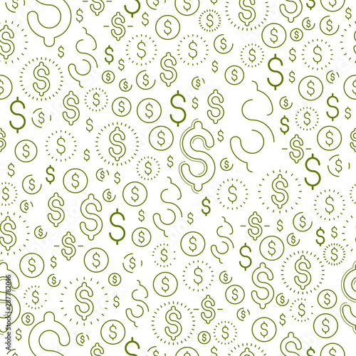 Financial icon set seamless background, dollar currency money signs, backdrop for financial website or economical theme ads and information, vector wallpaper or web site background.