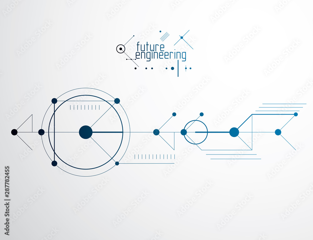 Mechanical engineering technology vector abstract background, cybernetic abstraction with innovative industrial schemes.