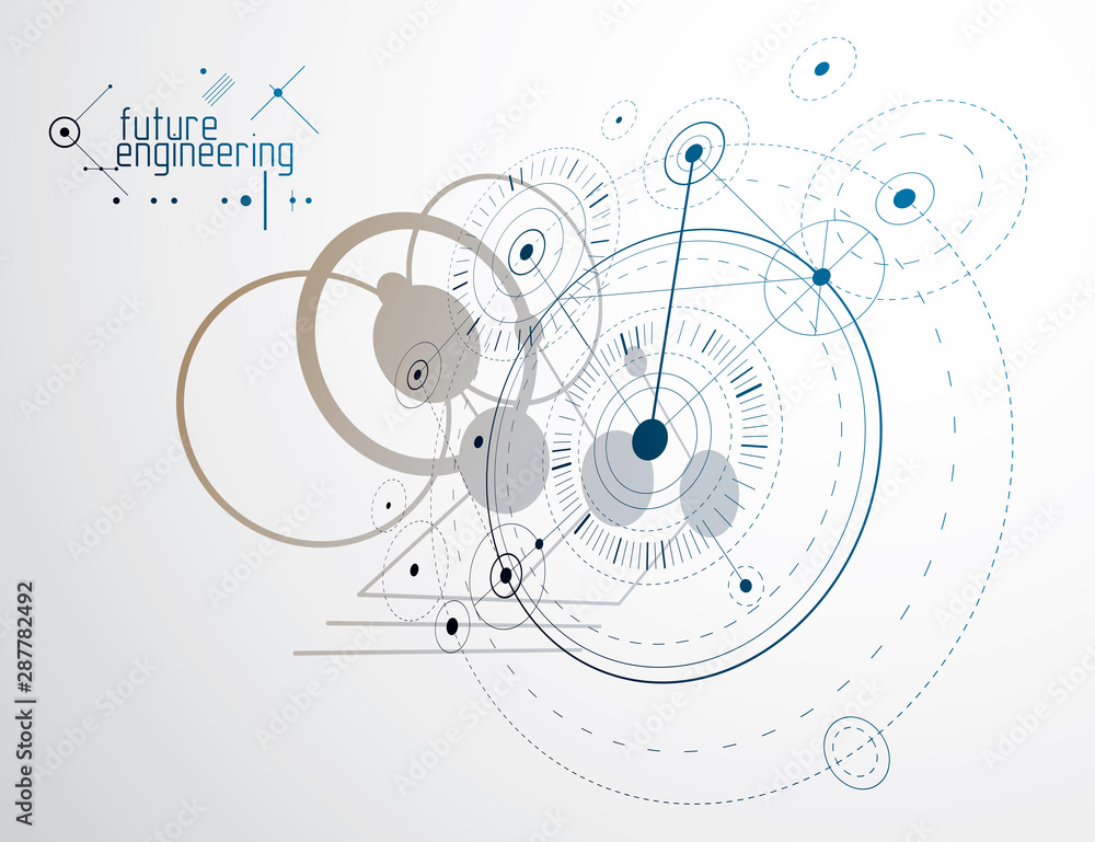 Obraz premium Futuristic abstract vector technology background. Mechanical engineering wallpaper.