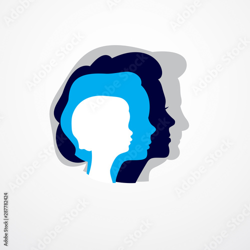 Woman life age years concept, the time of life, periods and cycle of life, growing old, maturation and aging, one generation and age categories. Vector simple classic icon or logo design.