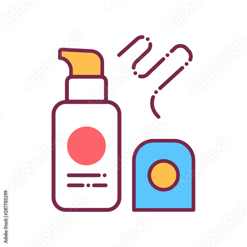 Foundation color line icon. Decorative cosmetics sign. Beauty industry. Professional facial makeup. Pictogram for web page, mobile app, promo.