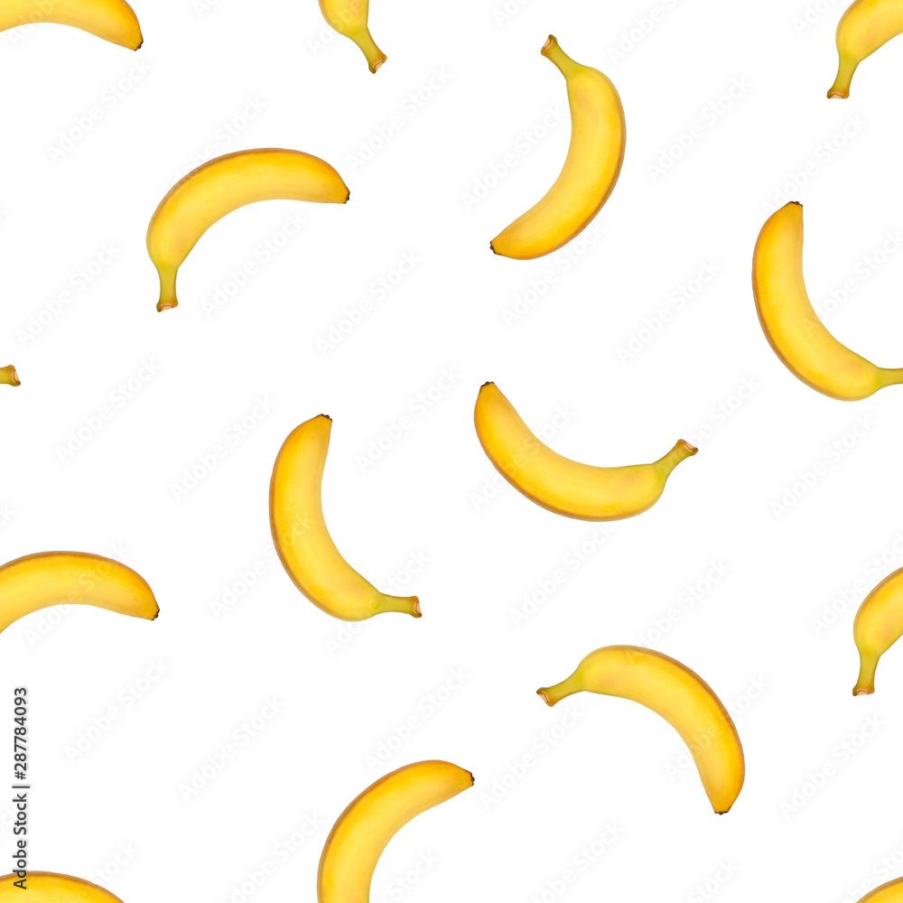 Banana pattern on white background. Print for fabric textile, wrapping, cover