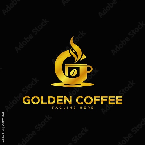 golden coffee logo design luxury