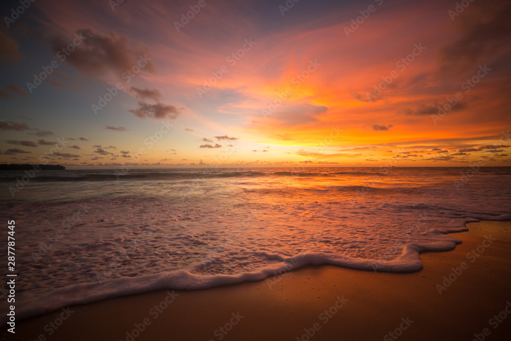 sea scape on the sunset at the beach in Thailand