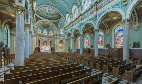 Interior nave of the historic Cathedral of St. Patrick of Harrisburg, Pennsylvania