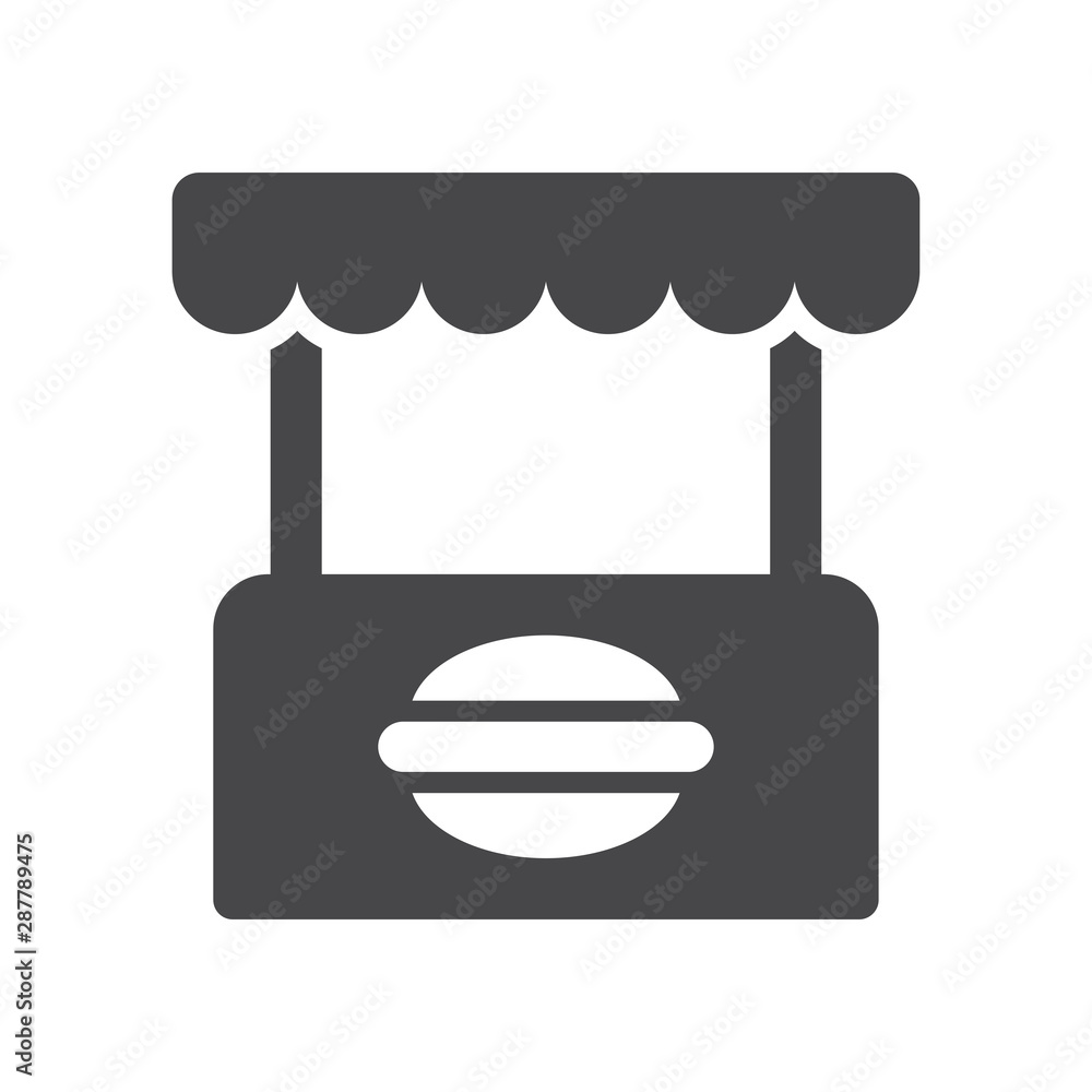 Fototapeta premium Hamburger stand vector icon, simple sign for web site and mobile app.