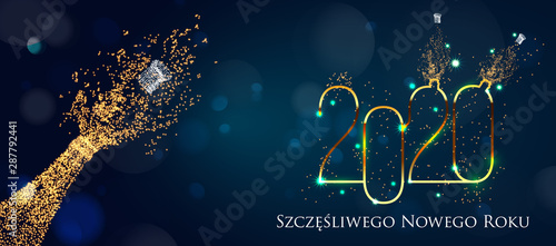 2020 New Year Polish greeting card (Szczęśliwego Nowego Roku 2020). Polish 2020 New Year Version. Polish 2020 Happy New Year background Version.