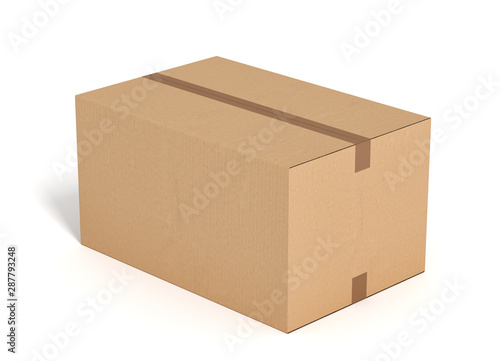 closed cardboard box on white backgroaund 3d rendering