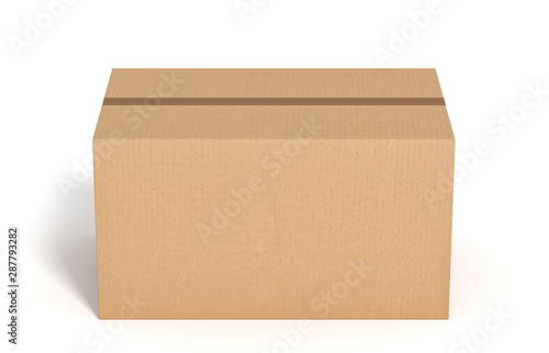 closed cardboard box on white backgroaund 3d rendering