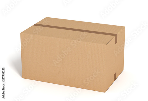 closed cardboard box on white backgroaund 3d rendering