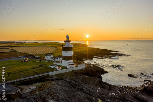 Aerial view, Hook Lighthouse is a building situated on Hook Head at the tip of the Hook Peninsula in County Wexford, in Ireland.It is one of the oldest lighthouses in the world.