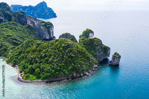 beautiful landscape  aerial view phi hpi island location Thailand