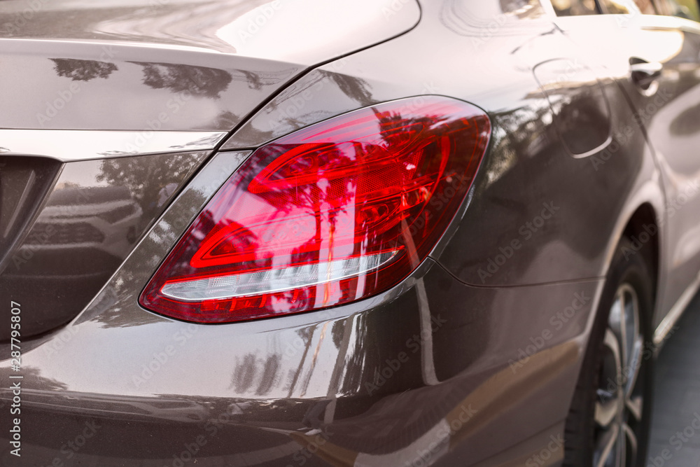close-up of headlight of a car. Premium car