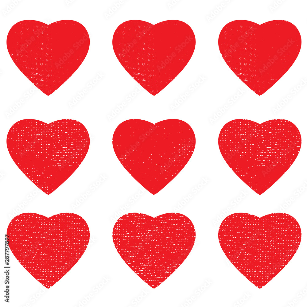 heart shape postal stamps set.illustration vector