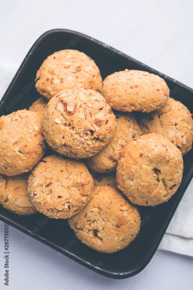 Nan khatai or Nankhatai is an authentic Indian sweet and savory eggless cookie loaded with dry fruits Nan khatai or Nankhatai is an authentic Indian sweet and savory eggless cookie loaded with dry fruits