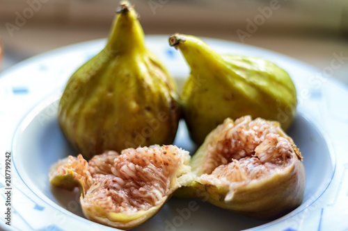 Freshly picked fig in a plate