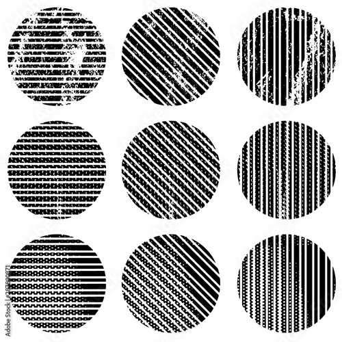 Different of Dirty diagonal striped line on circle.illustration vector