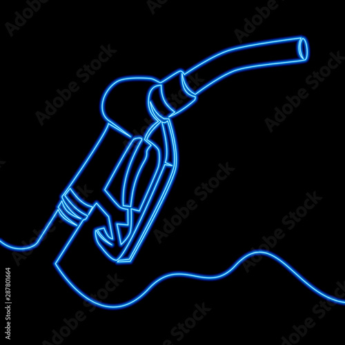 One line drawing gasoline fuel gun neon concept