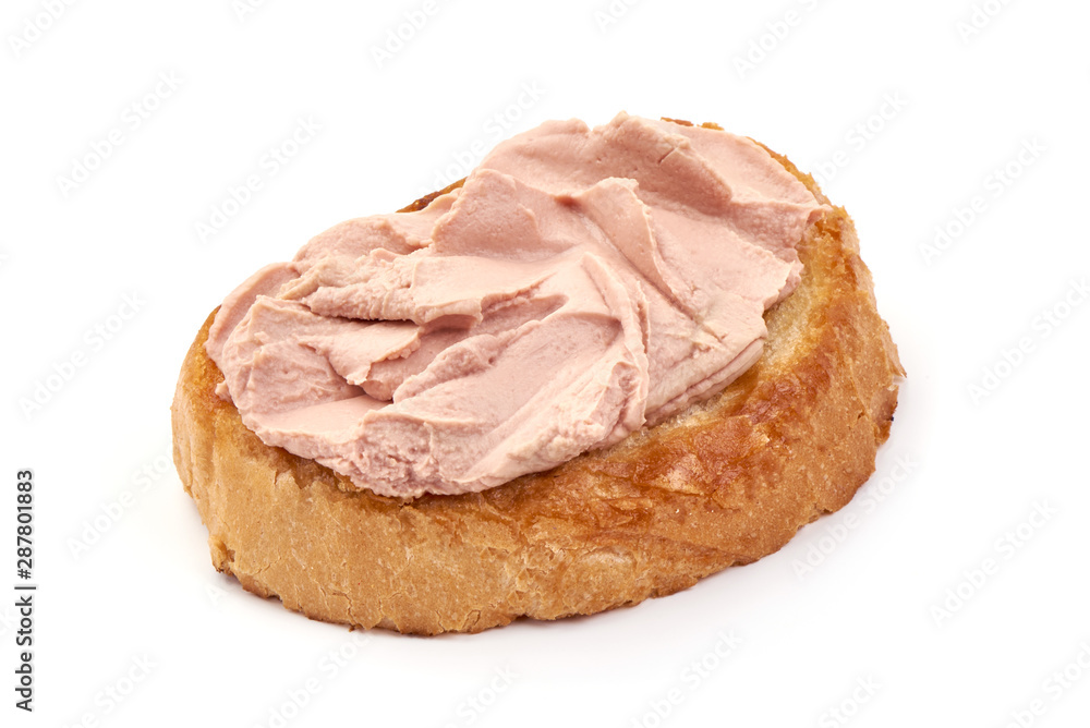 Chicken liver pate sandwich, isolated on white background Chicken liver pate sandwich, isolated on white background